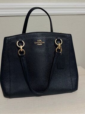 Coach Black Leather Satchel with Gold-Tone Accents